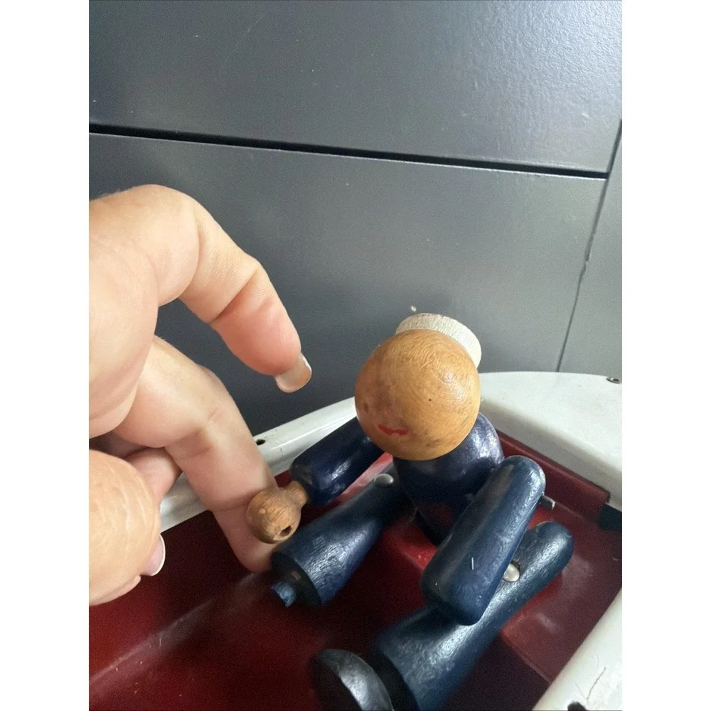 Woodette Coast Guard Pressed Steel Wood Figure Toy Rowboat PARTS or REPAIR‎ ONLY